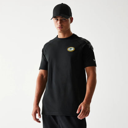 The Male model is wearing Green Bay Packers NFL 3RD Down Black T-Shirt 1