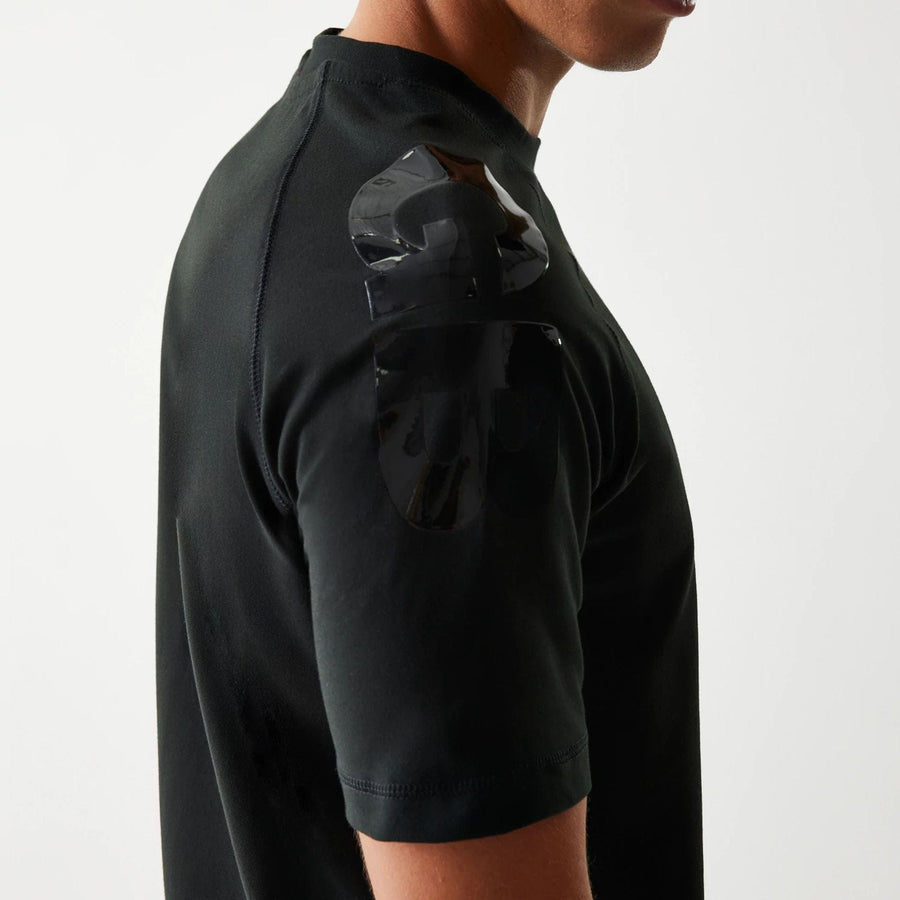 The Male model is wearing Green Bay Packers NFL 3RD Down Black T-Shirt 5