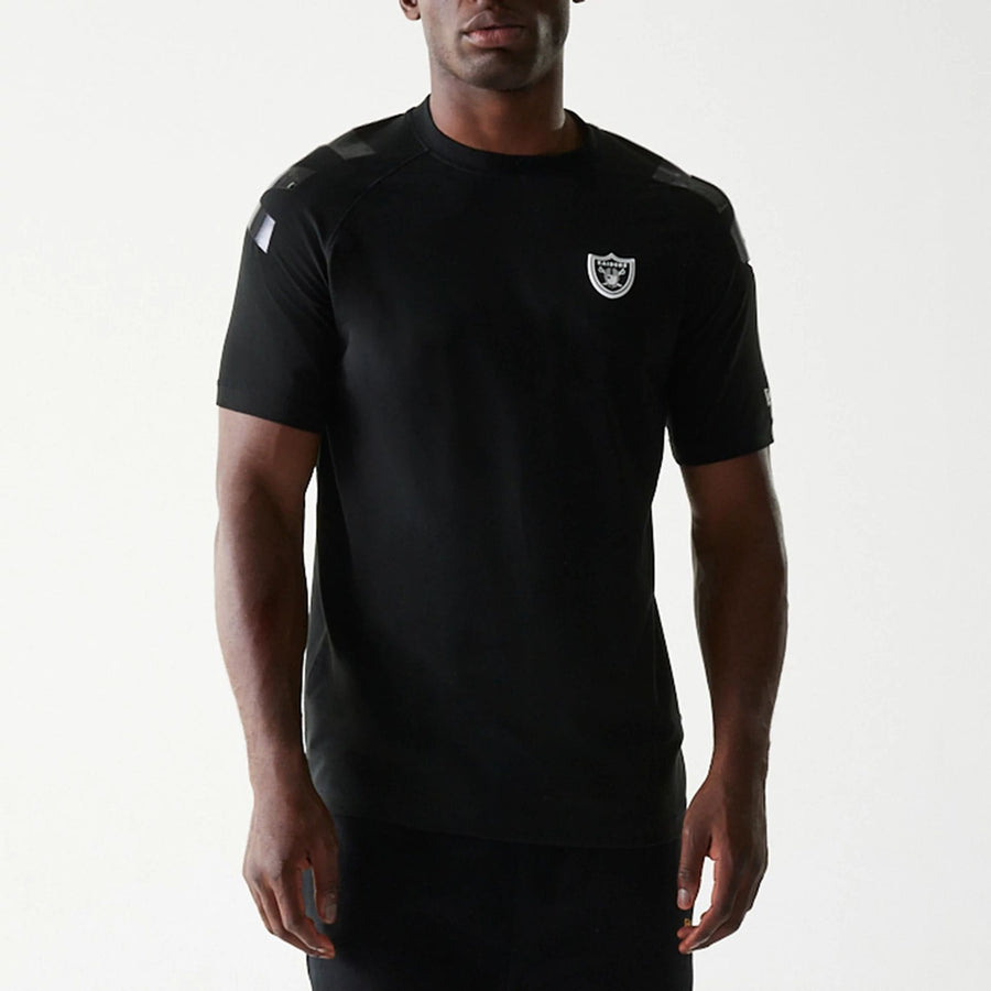 The Male model is wearing Las Vegas Raiders NFL 3RD Down Black T-Shirt 5