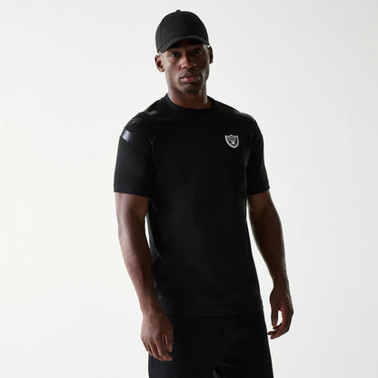 The Male model is wearing Las Vegas Raiders NFL 3RD Down Black T-Shirt 1