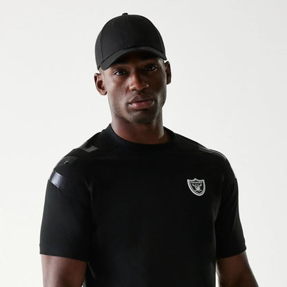 The Male model is wearing Las Vegas Raiders NFL 3RD Down Black T-Shirt 6