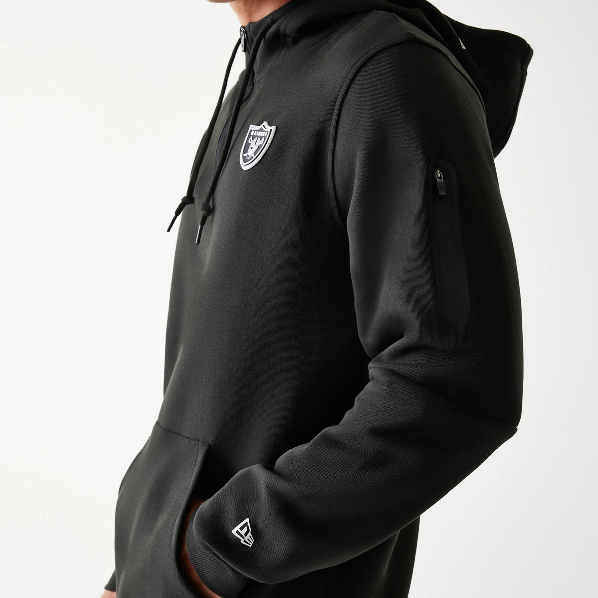 The Male model is wearing Las Vegas Raiders NFL 3RD Down Black Pullover Hoodie 5