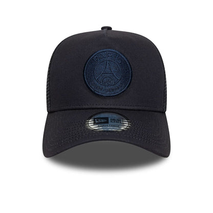 This is a Paris Saint-Germain Tonal Navy 9FORTY A-Frame Trucker Adjustable Cap 2