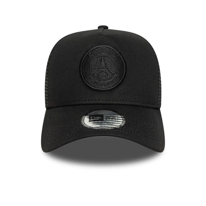 This is a Paris Saint-Germain Tonal Black 9FORTY A-Frame Trucker Adjustable Cap 2
