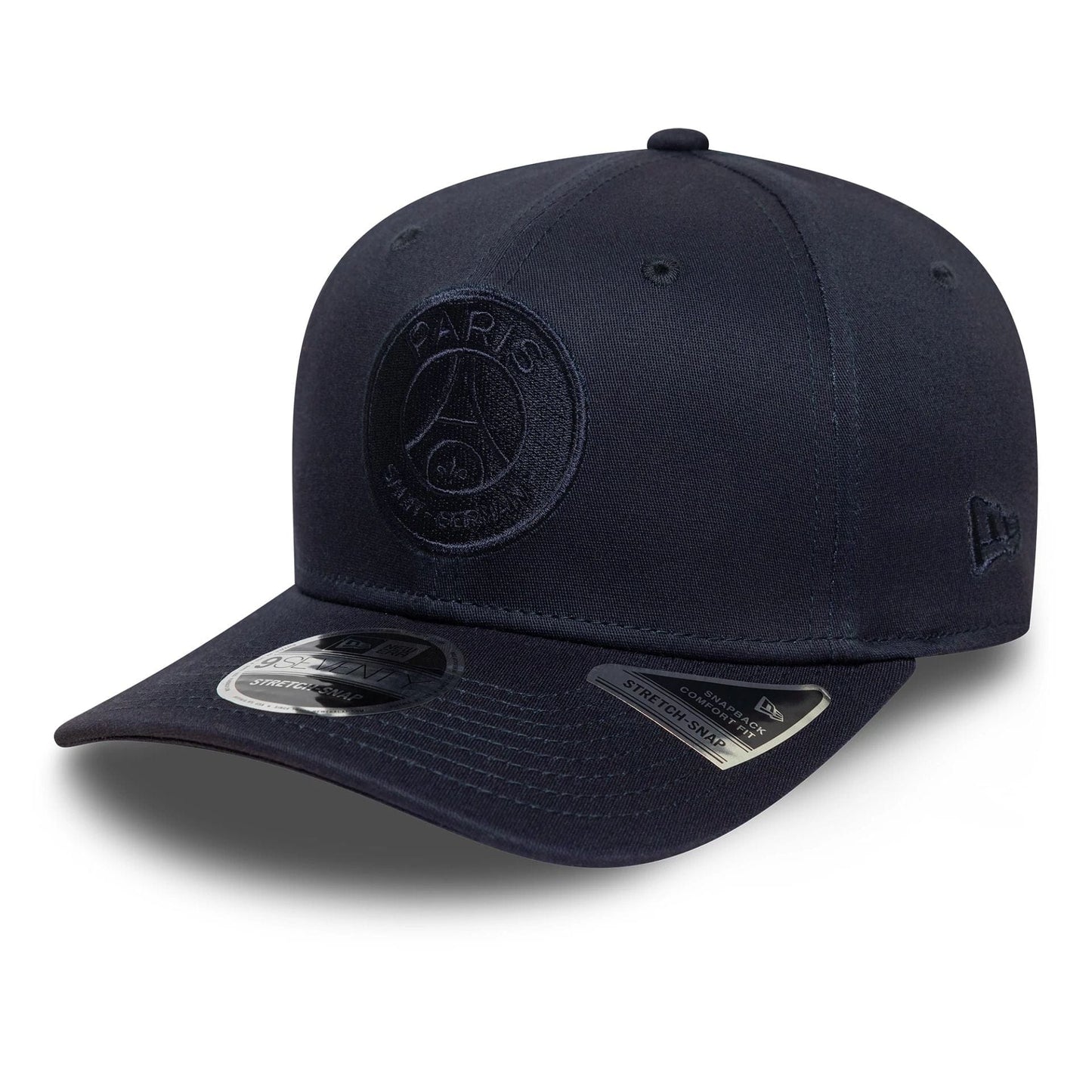 This is a Paris Saint-Germain Tonal Navy 9SEVENTY Stretch Snap Adjustable Cap 1