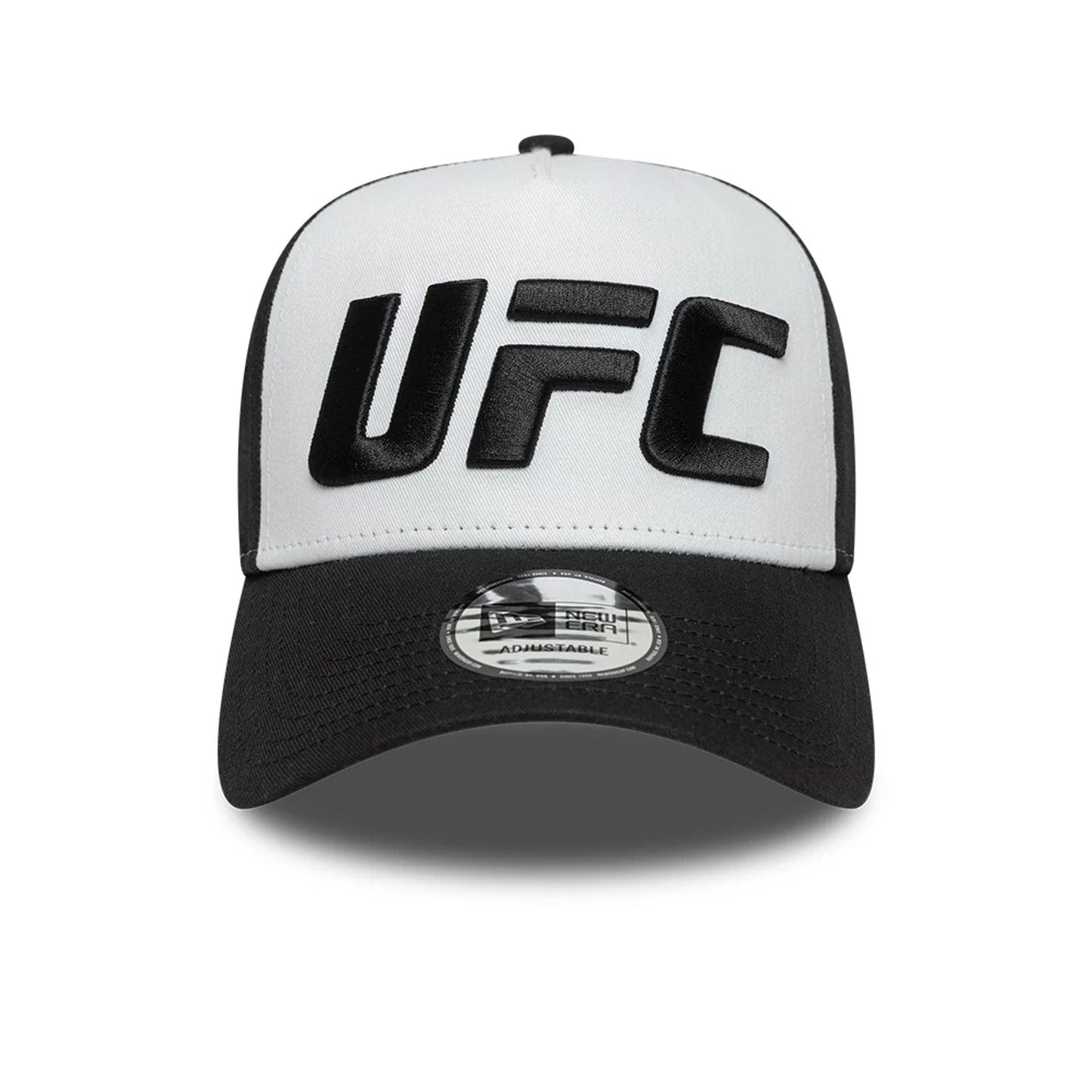 This is a UFC Ultimate Fighting Core Black 9FORTY A-Frame Trucker Adjustable Cap 2