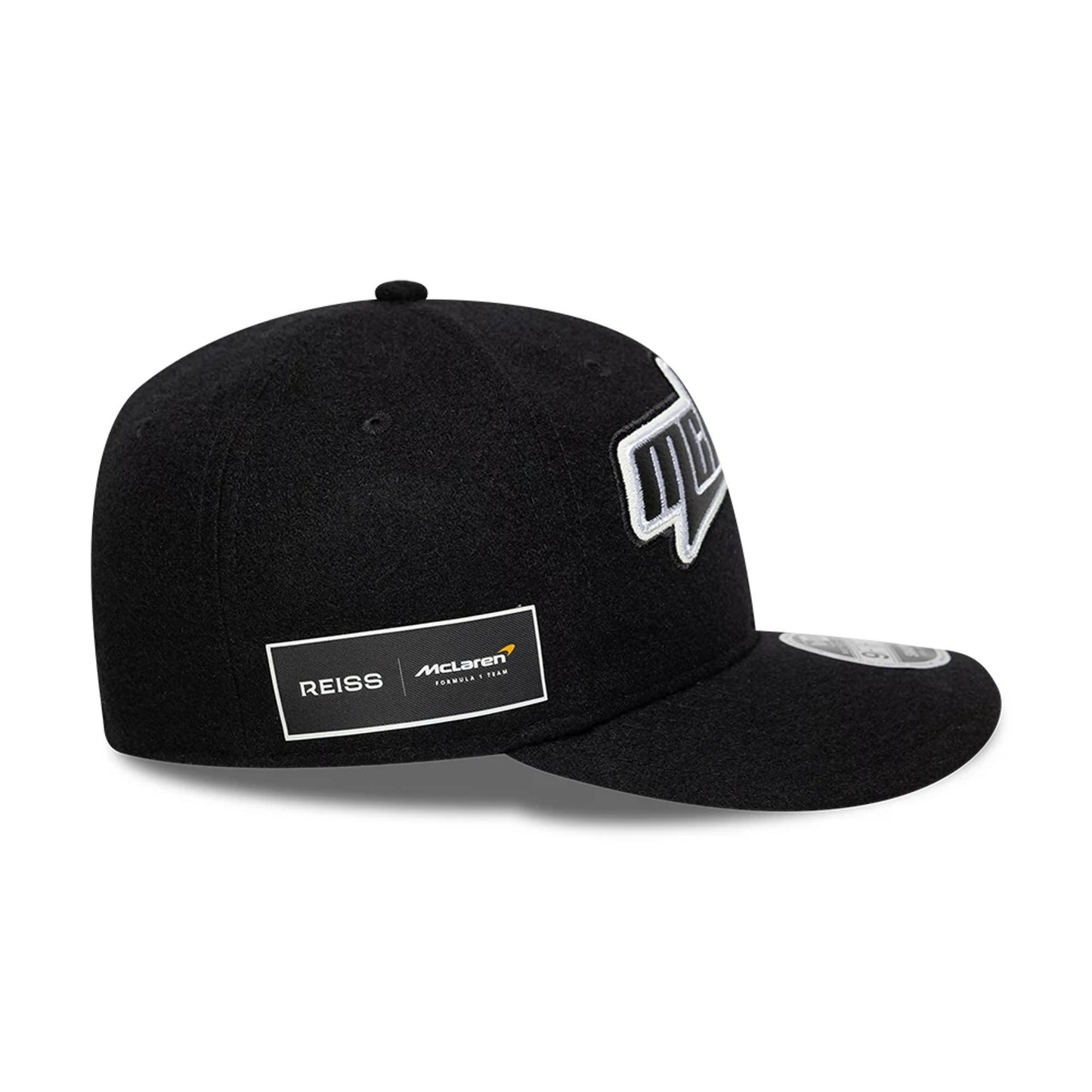 This is a Reiss x McLaren Racing Black Retro Crown 9FIFTY Adjustable Cap 4