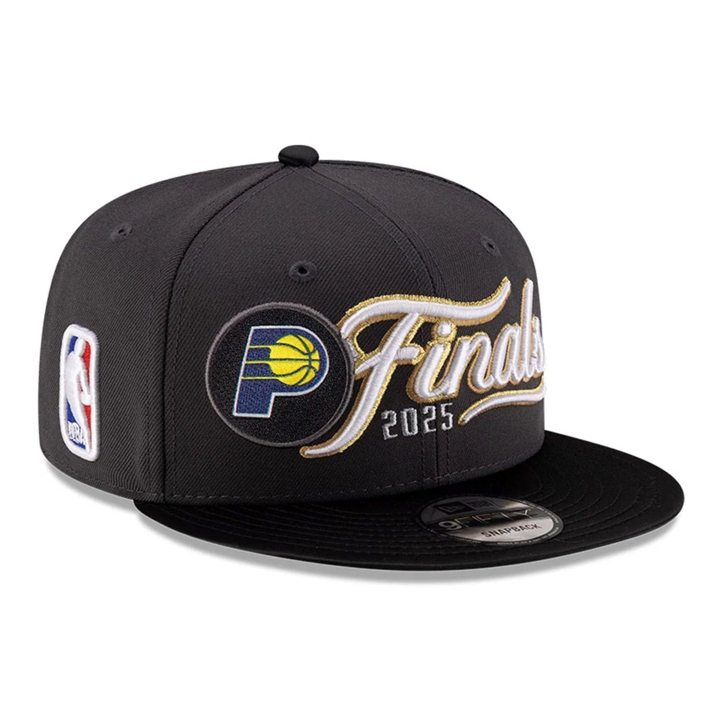 This is a NBA Conference Finals 2025 Indiana Pacers Dark Grey 9FIFTY Snapback Cap 1