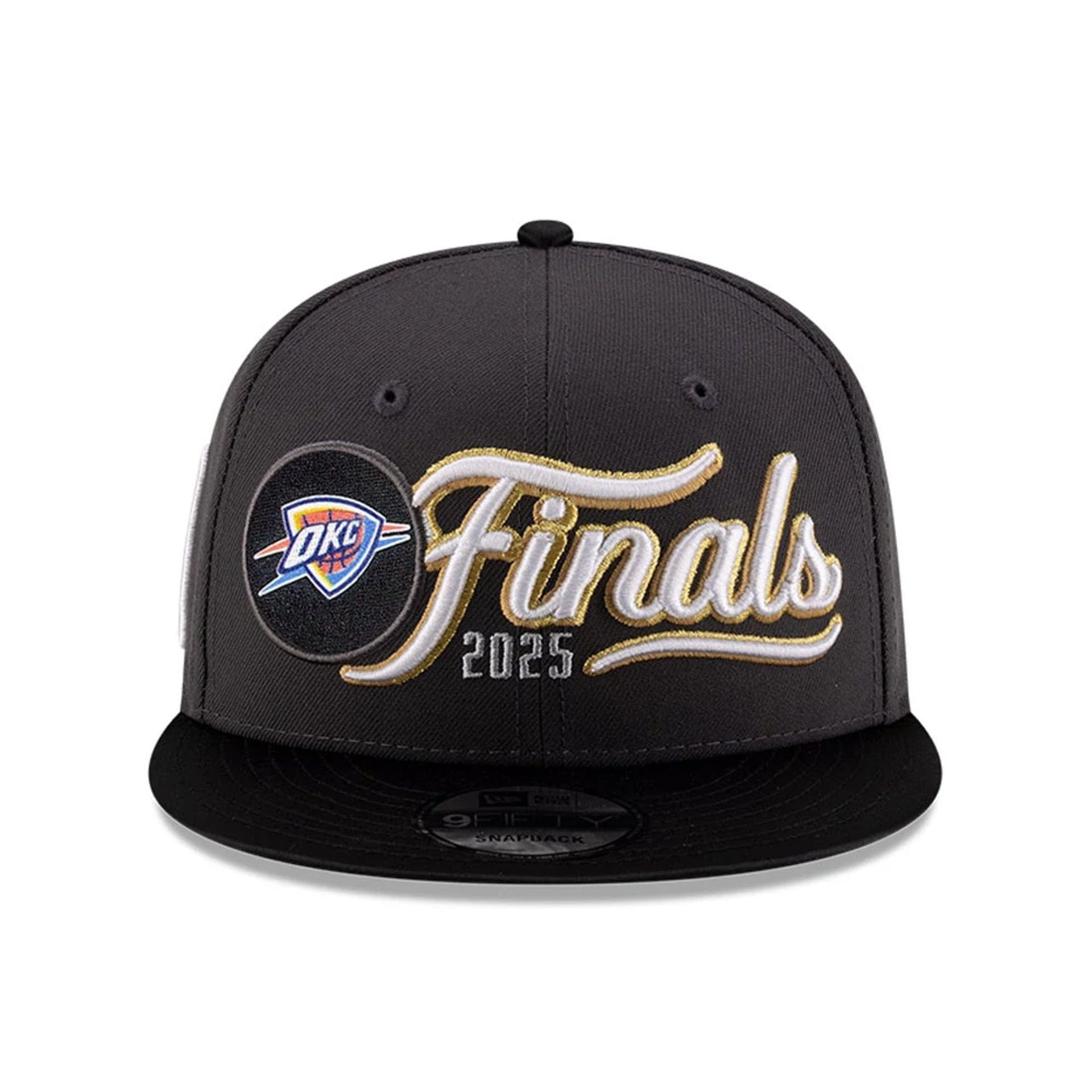 This is a NBA Conference Finals 2025 Oklahoma City Thunder Dark Grey 9FIFTY Snapback Cap 3