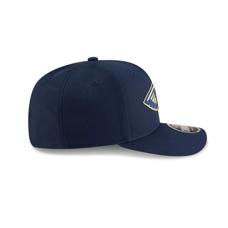 This is a New Orleans Pelicans NBA Team Dark Blue 9SEVENTY Stretch Snap Adjustable Cap 6