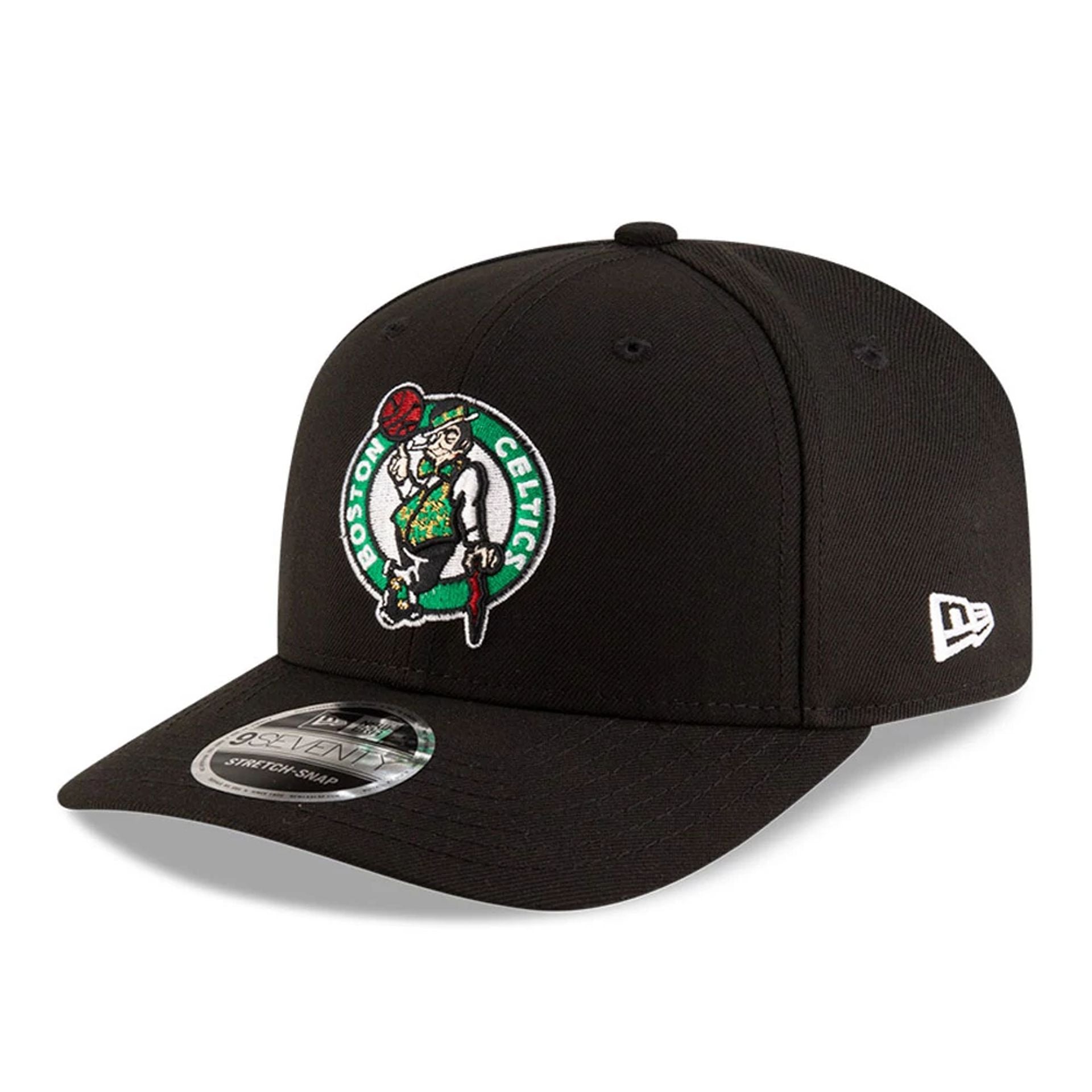 This is a Boston Celtics NBA Team Black 9SEVENTY Stretch Snap Adjustable Cap 1