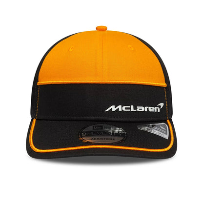 This is a McLaren Automotive Auto Bright Orange 9SEVENTY Stretch Snap Adjustable Cap 2