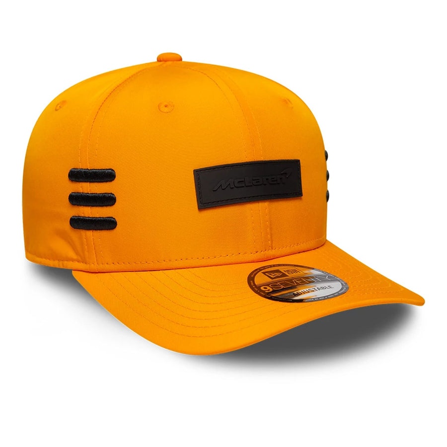 This is a McLaren Automotive P18 Stripe Bright Orange 9SEVENTY Stretch Snap Adjustable Cap 4