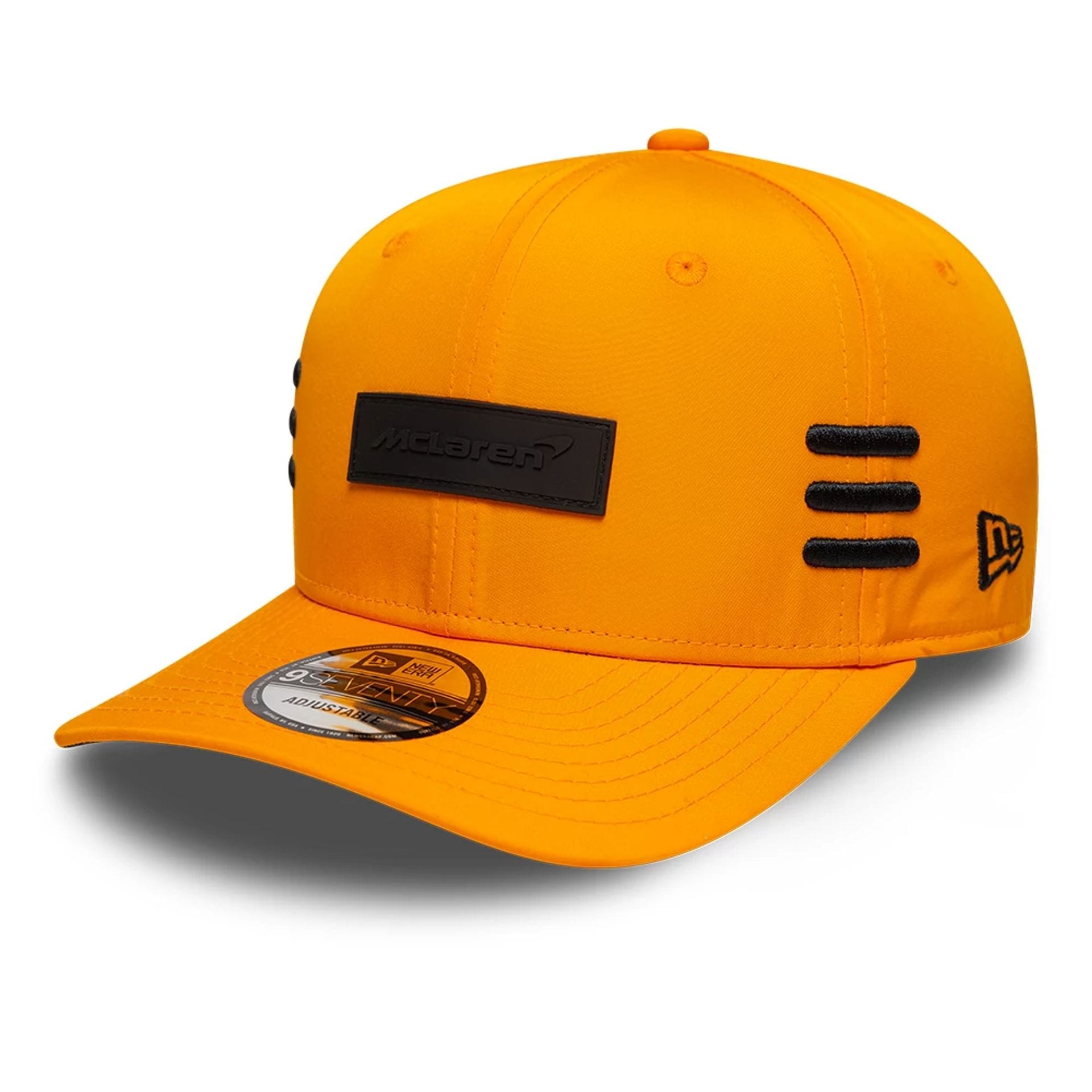 This is a McLaren Automotive P18 Stripe Bright Orange 9SEVENTY Stretch Snap Adjustable Cap 1
