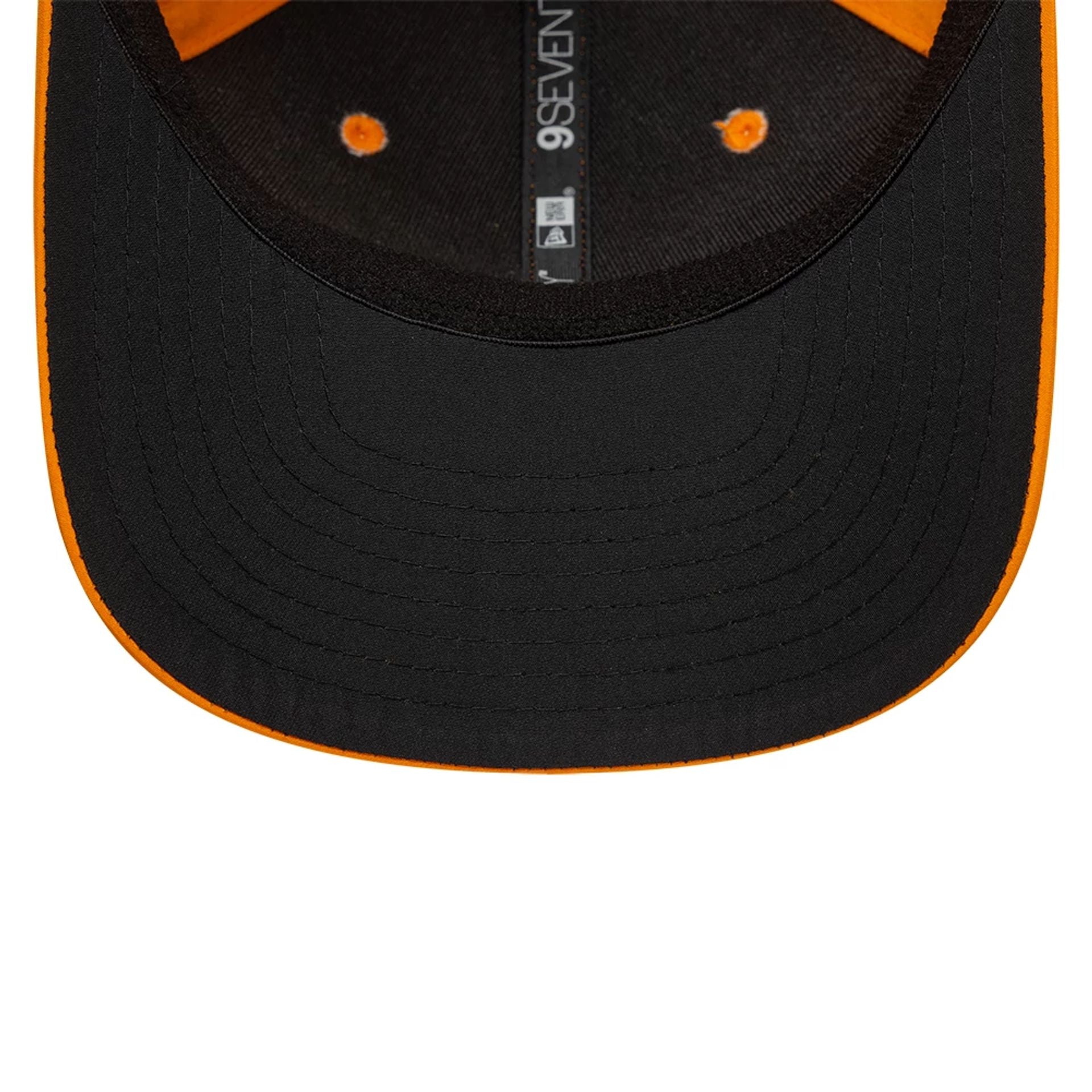 This is a McLaren Automotive P18 Stripe Bright Orange 9SEVENTY Stretch Snap Adjustable Cap 2