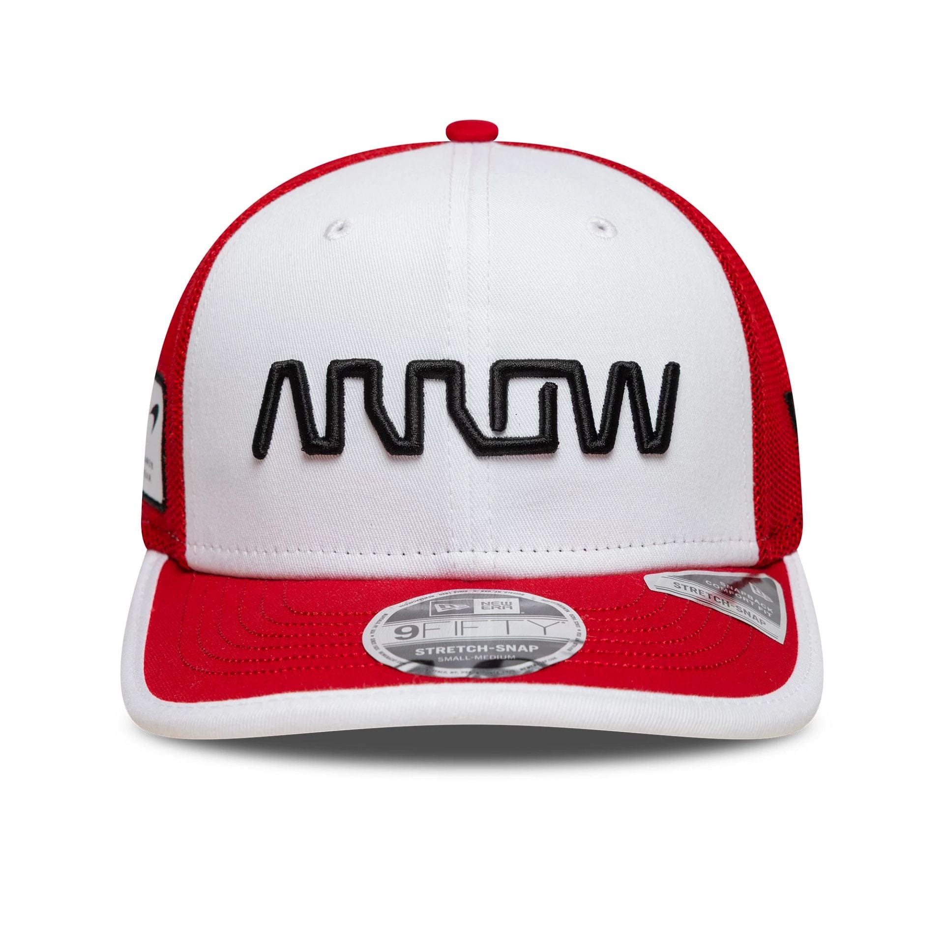 This is a Arrow McLaren Indycar Christian Lundgaard Red 9FIFTY Stretch Snap Adjustable Cap 3
