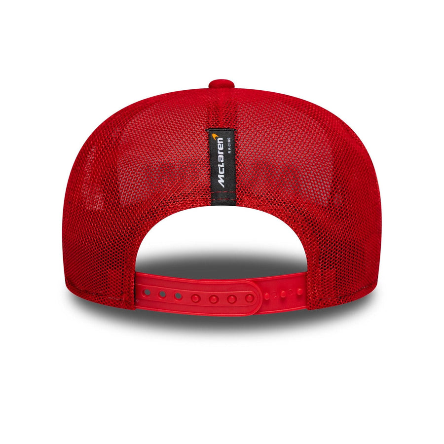 This is a Arrow McLaren Indycar Christian Lundgaard Red 9FIFTY Stretch Snap Adjustable Cap 7