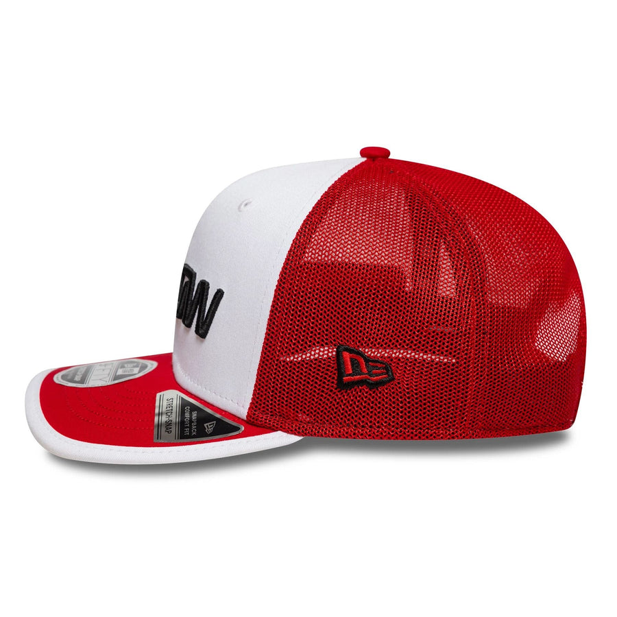 This is a Arrow McLaren Indycar Christian Lundgaard Red 9FIFTY Stretch Snap Adjustable Cap 6