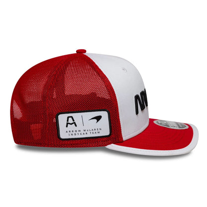 This is a Arrow McLaren Indycar Christian Lundgaard Red 9FIFTY Stretch Snap Adjustable Cap 5