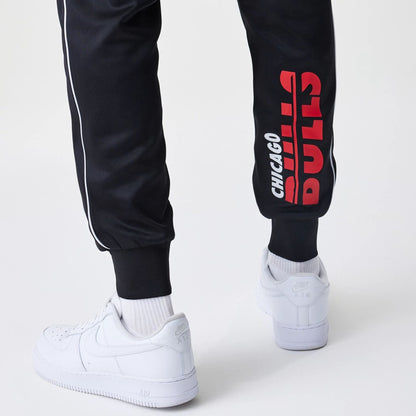 The Male model is wearing Chicago Bulls NBA Slim Black Track Pants 7