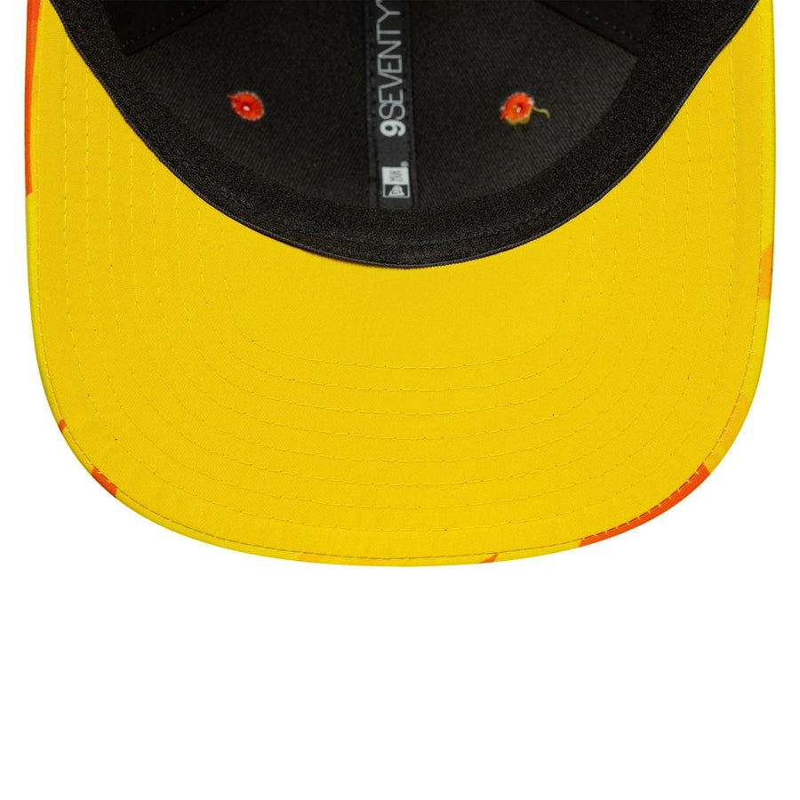 This is a Trent Rockets The Hundred 2025 All Over Print Bright Yellow 9SEVENTY Stretch Snap Adjustable Cap 7