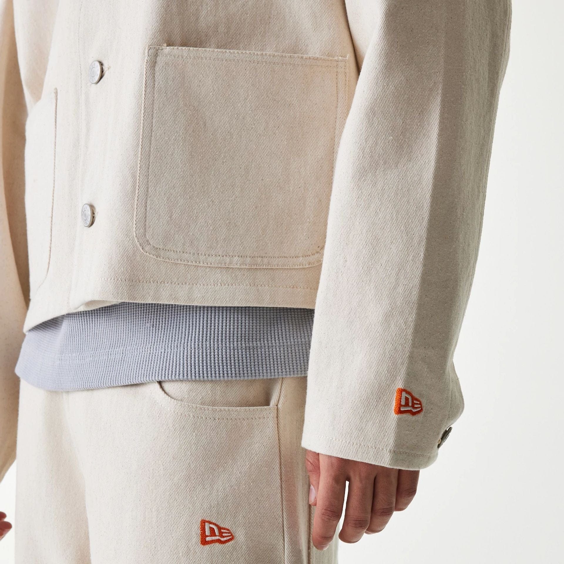 The Male model is wearing New York Mets MLB Cotton Open Cream Jacket 6