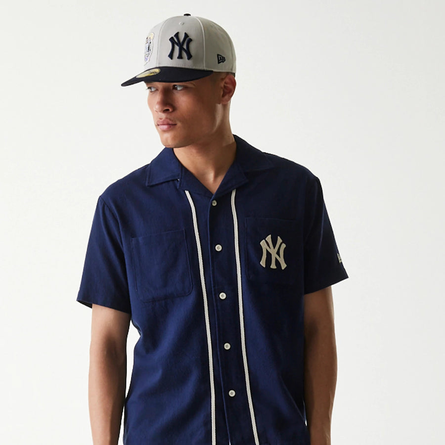 MLB Piping New York Yankees Navy Short Sleeve Shirt | NEC EU