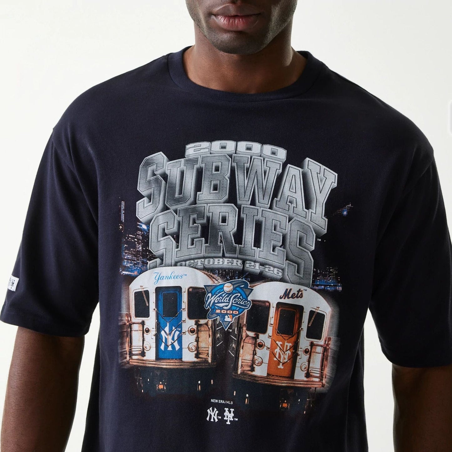 The Male model is wearing MLB Subway Series Navy Oversized T-Shirt 3