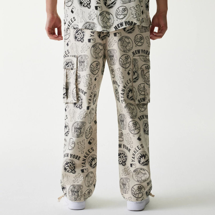 The Male model is wearing MLB Subway Series All Over Print Cargo Trousers 2
