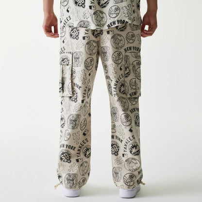 The Male model is wearing MLB Subway Series All Over Print Cargo Trousers 2
