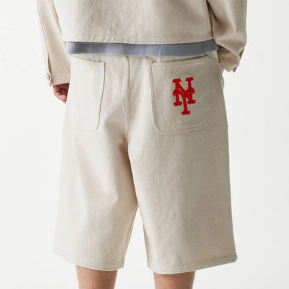 The Male model is wearing New York Mets MLB Jorts Open Cream Shorts 6