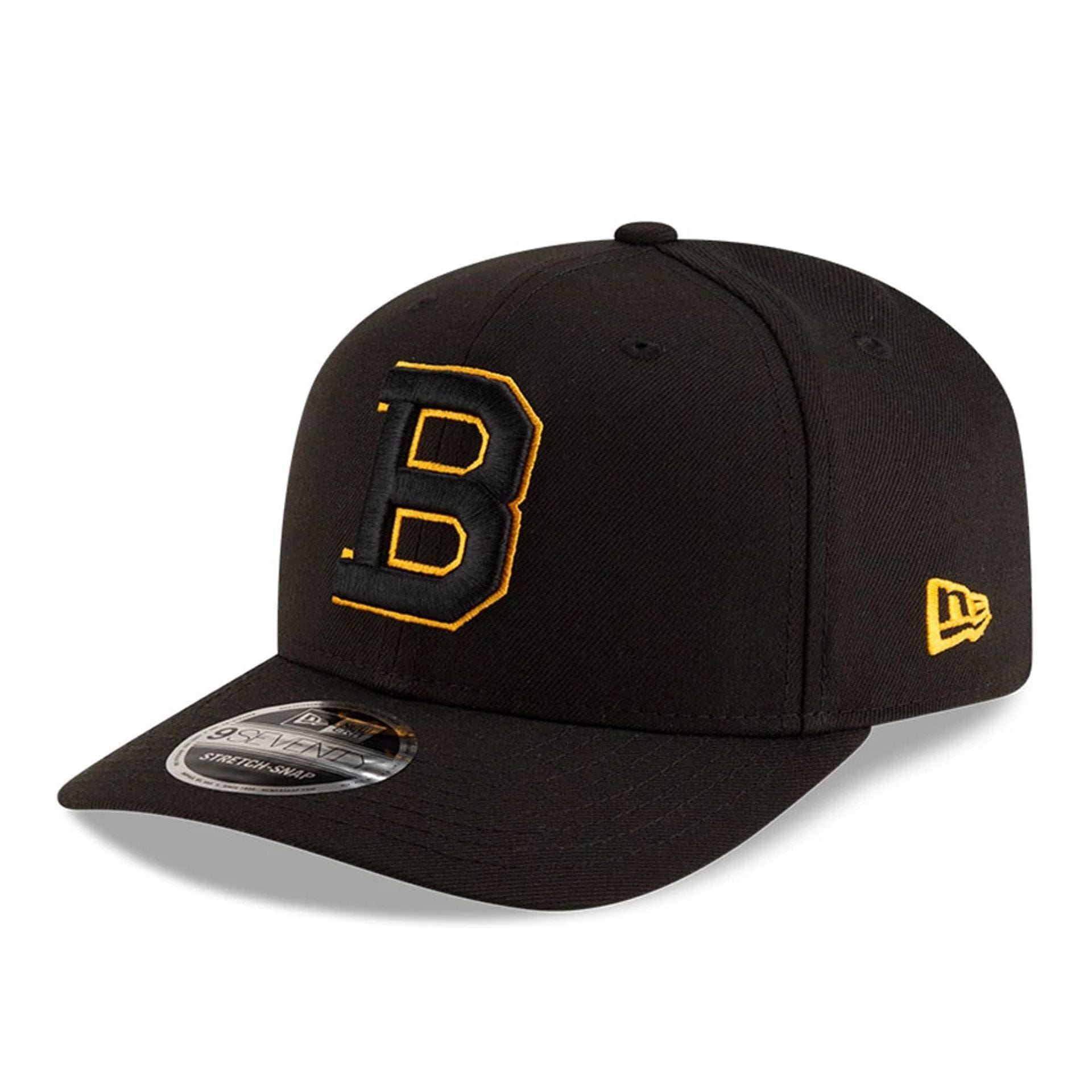This is a Boston Bruins NHL Team Black 9SEVENTY Stretch Snap Adjustable Cap 1