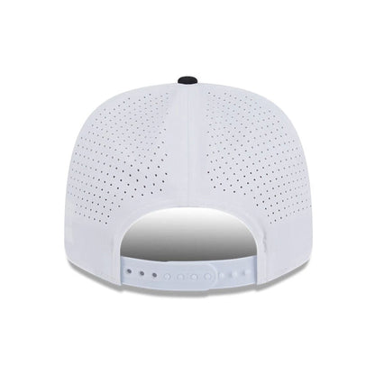 This is a Smash Patch LIV Golf 2025 White 9SEVENTY Stretch Snap Adjustable Cap 7