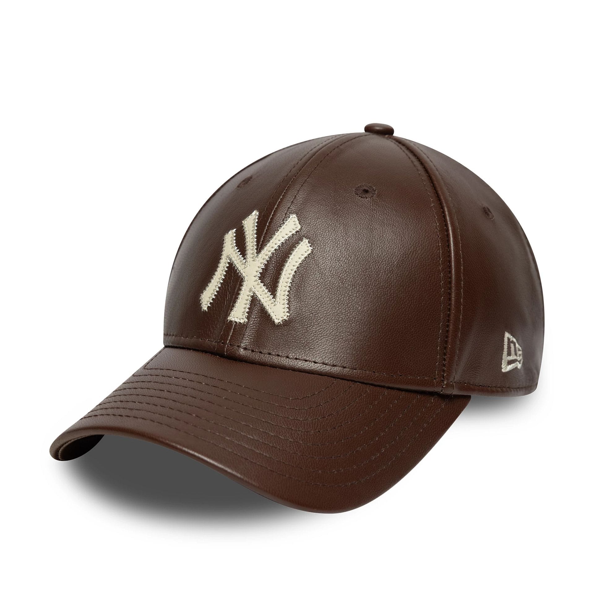 【COVERCHORD】NY BRIM LEATHER CAP MLB Leather New York Yankees Dark Brown 9FORTY M-Crown Cap | NEC EU