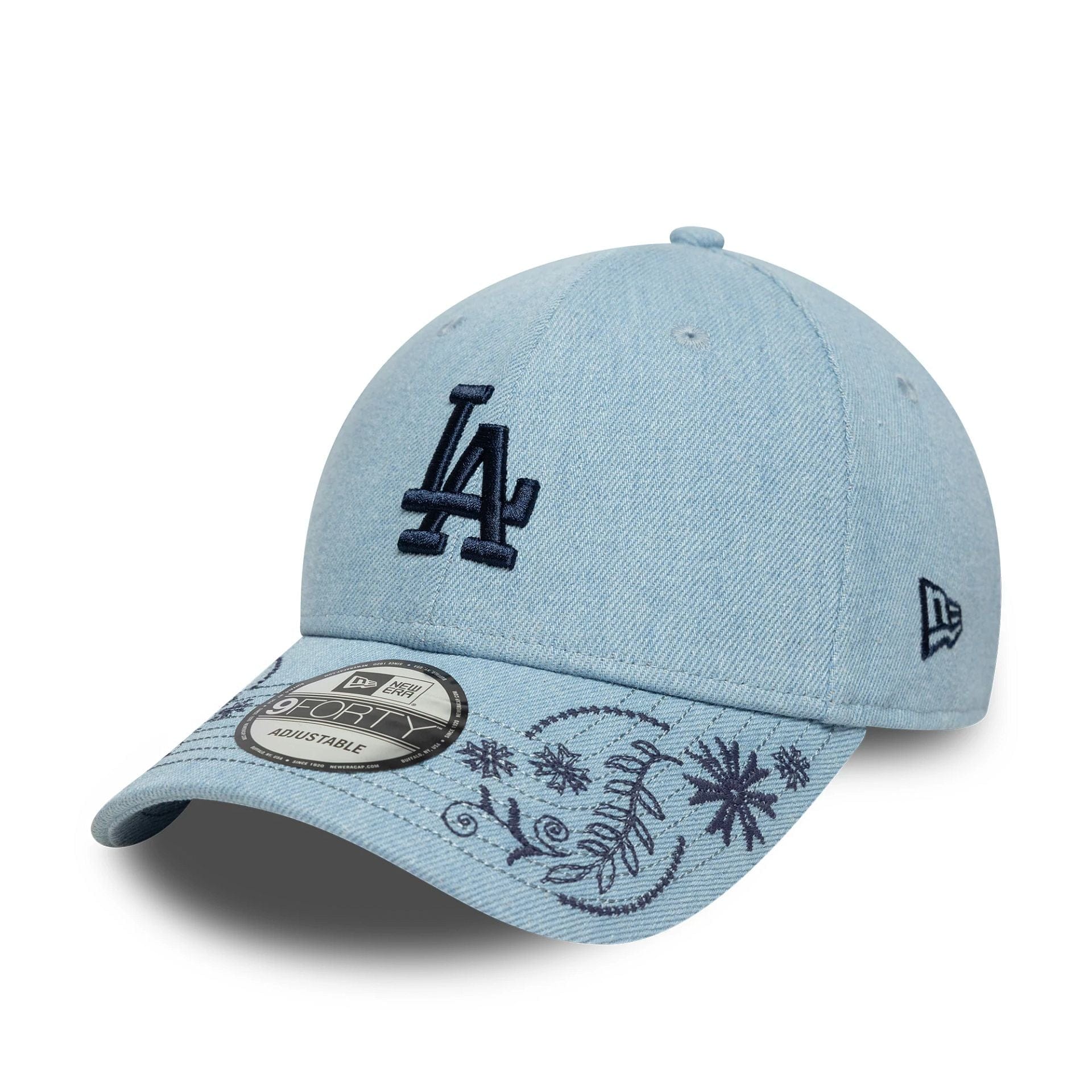 This is a LA Dodgers MLB Yarn Floral Light Blue 9FORTY Adjustable Cap 1