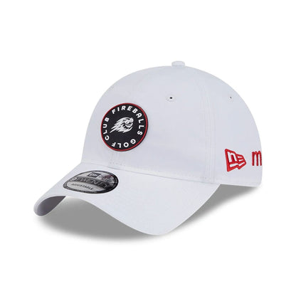 This is a Fireballs LIV Golf 2025 White 9TWENTY Adjustable Cap 1