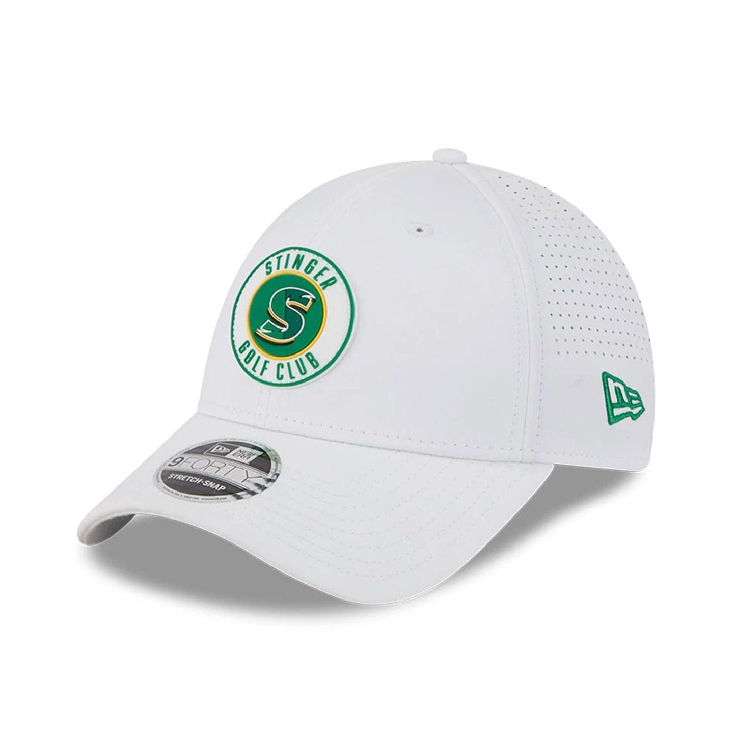 This is a Stinger LIV Golf 2025 White 9FORTY Adjustable Cap 1