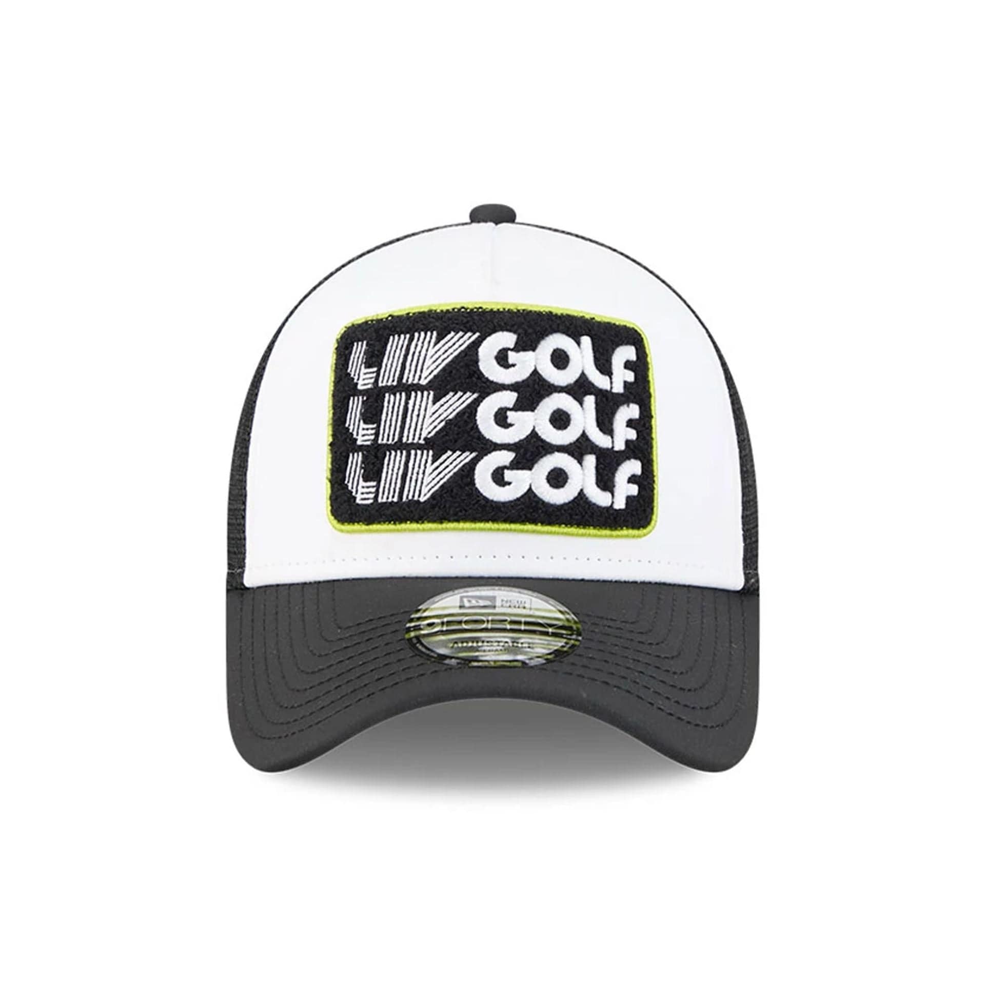 This is a LIV Golf 2025 White 9FORTY A-Frame Adjustable Cap 2