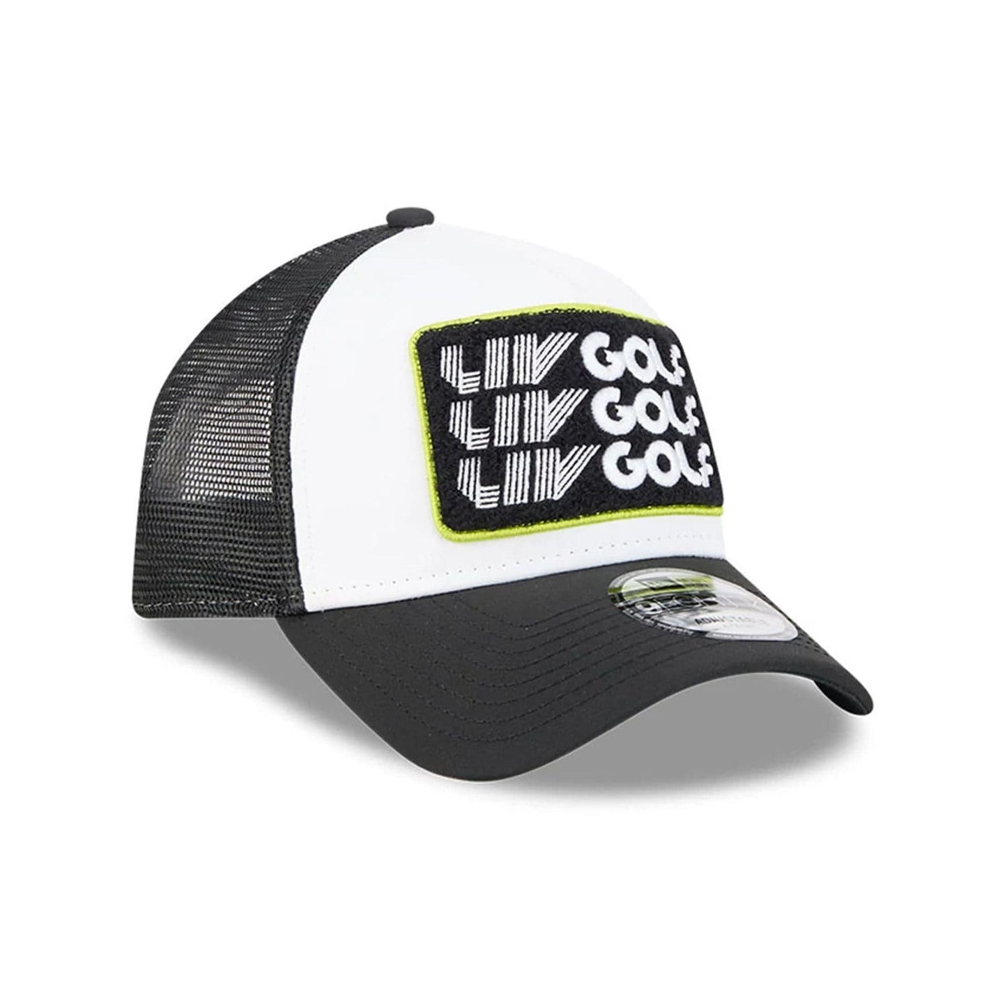 This is a LIV Golf 2025 White 9FORTY A-Frame Adjustable Cap 3