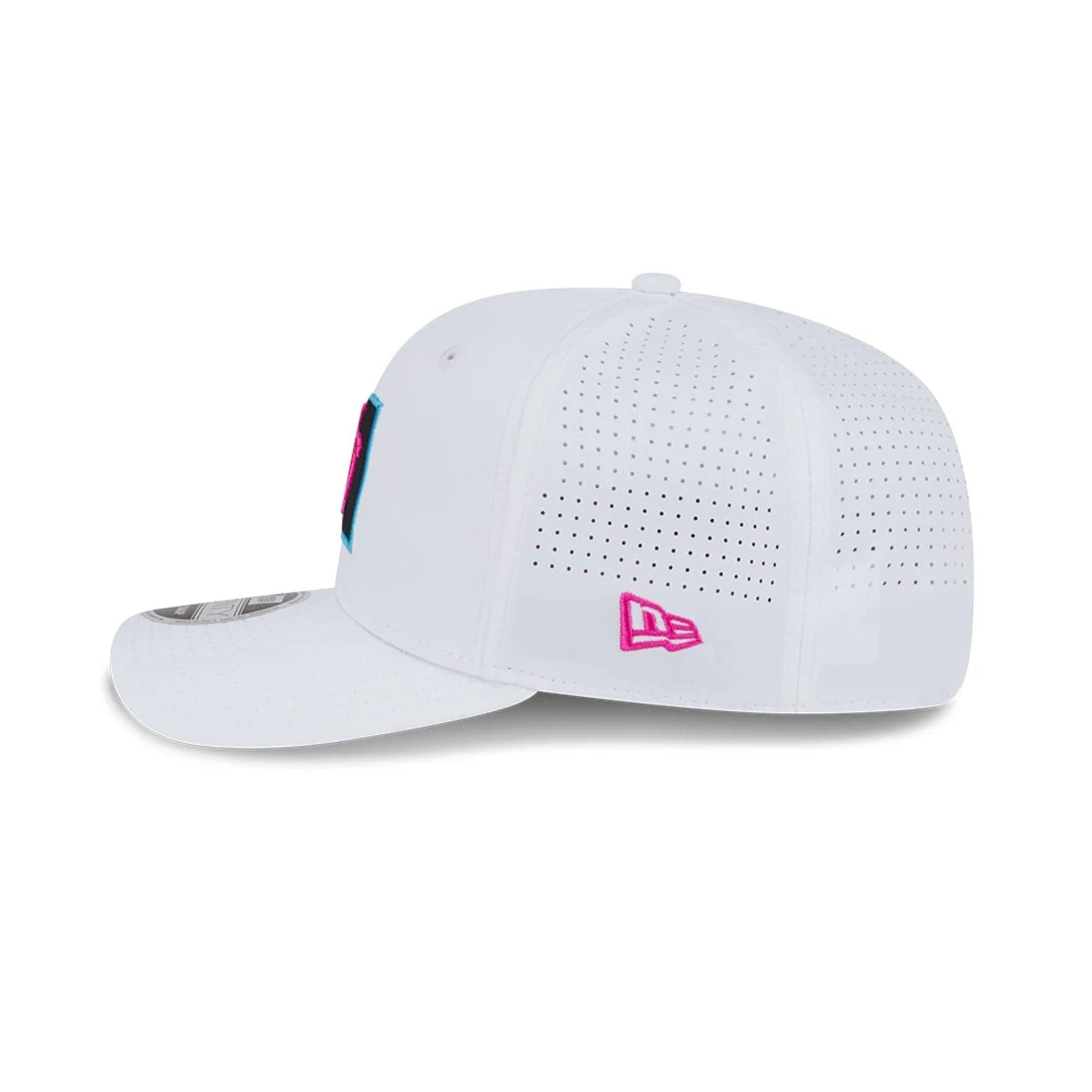 This is a Rangegoats LIV Golf 2025 White 9SEVENTY Stretch Snap Adjustable Cap 4