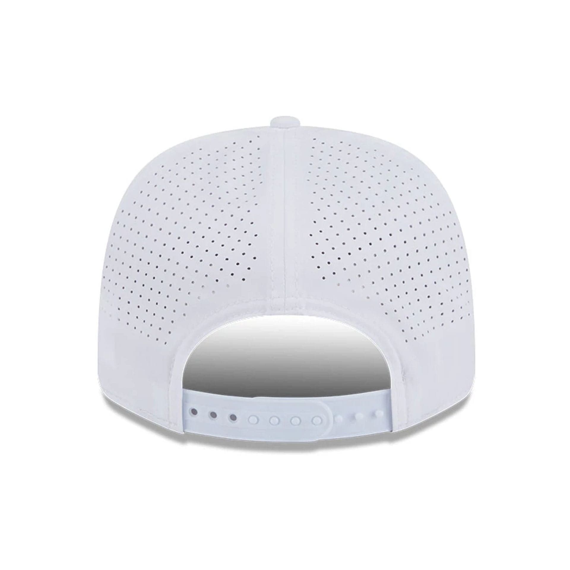 This is a Rangegoats LIV Golf 2025 White 9SEVENTY Stretch Snap Adjustable Cap 6