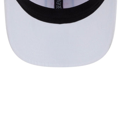 This is a Rangegoats LIV Golf 2025 White 9SEVENTY Stretch Snap Adjustable Cap 7