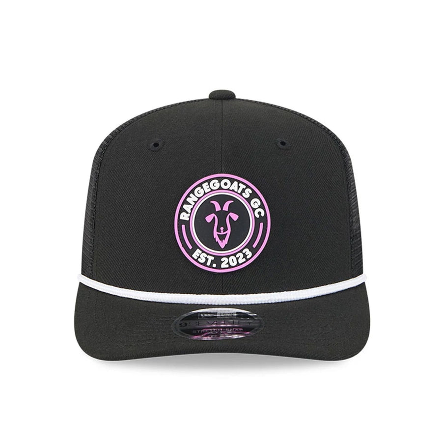 This is a Rangegoats LIV Golf 2025 Black 9SEVENTY Stretch Snap Adjustable Cap 2