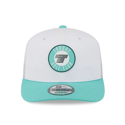 This is a Torque LIV Golf 2025 White 9SEVENTY Stretch Snap Adjustable Cap 3