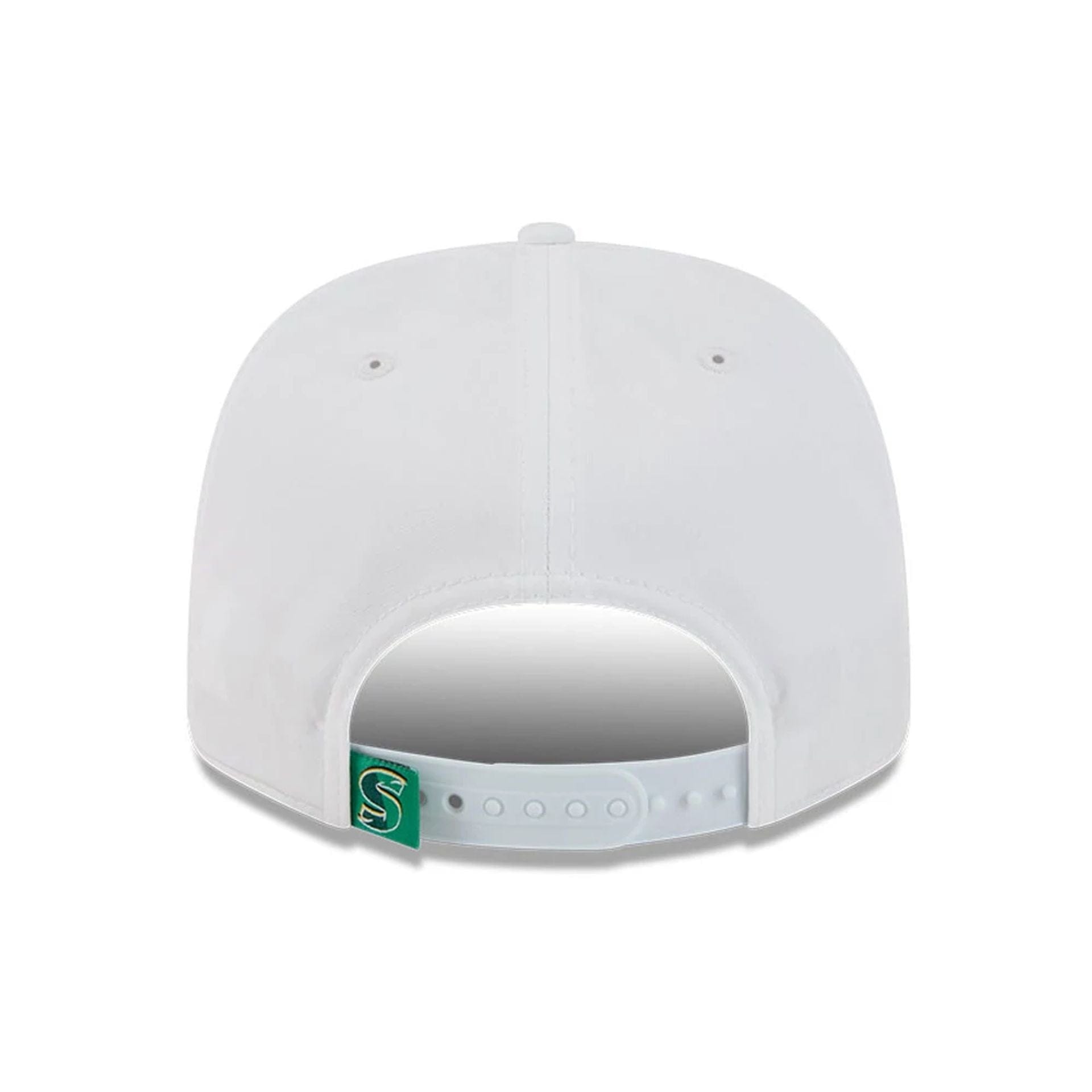 This is a Stinger LIV Golf 2025 White 9SEVENTY Stretch Snap Adjustable Cap 4