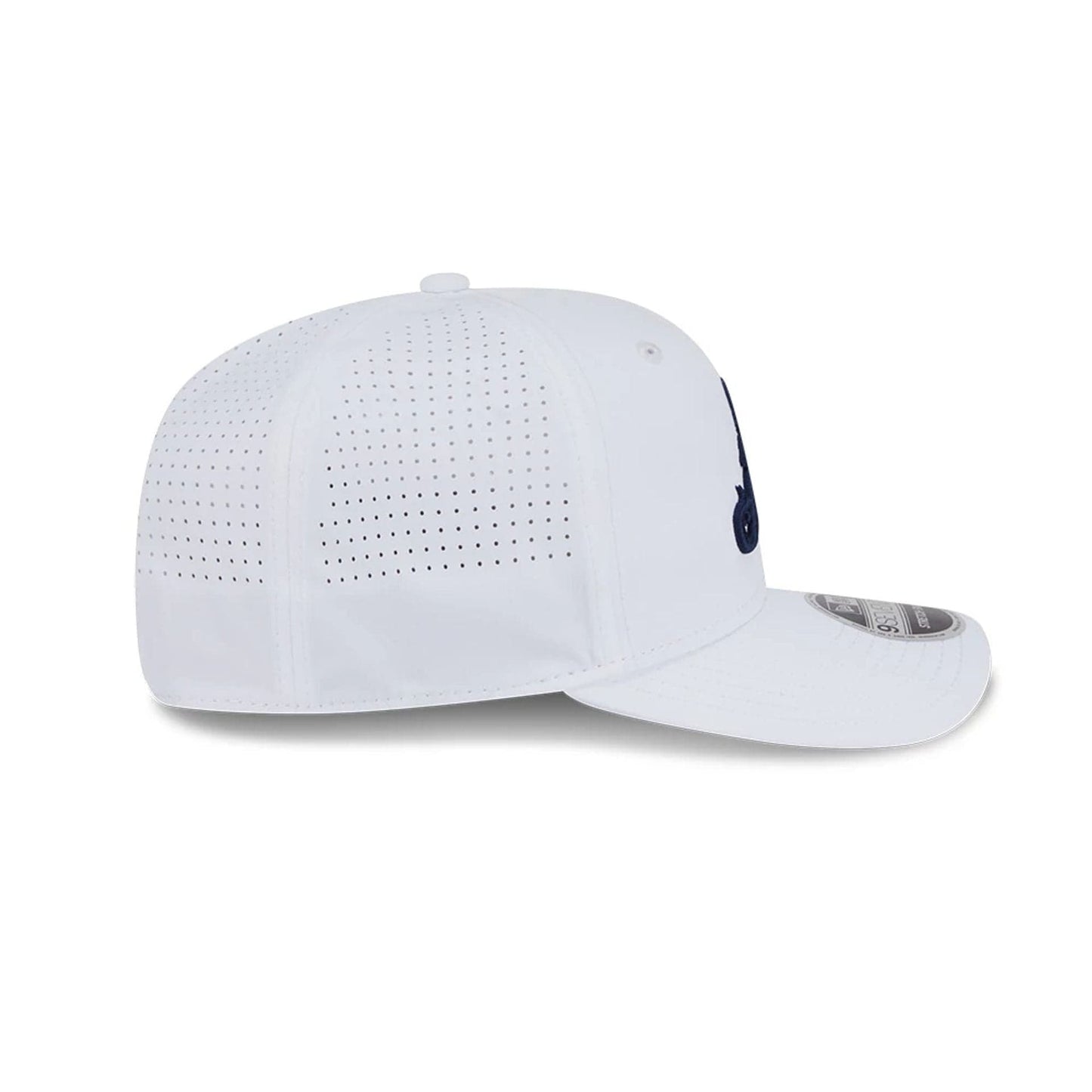 This is a 4Aces LIV Golf 2025 White 9SEVENTY Stretch Snap Adjustable Cap 5