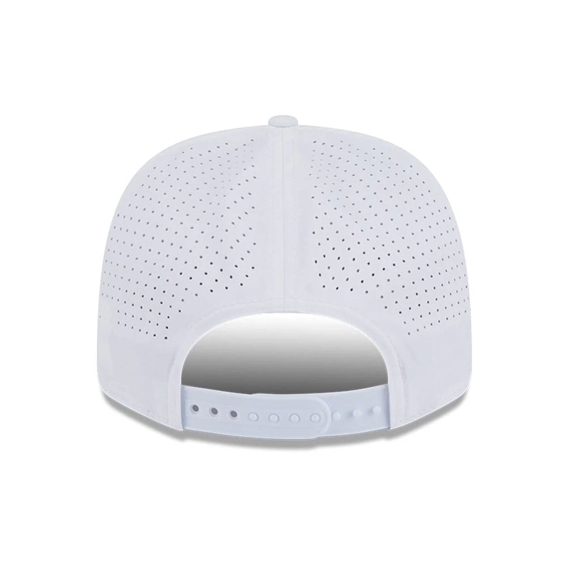 This is a 4Aces LIV Golf 2025 White 9SEVENTY Stretch Snap Adjustable Cap 6