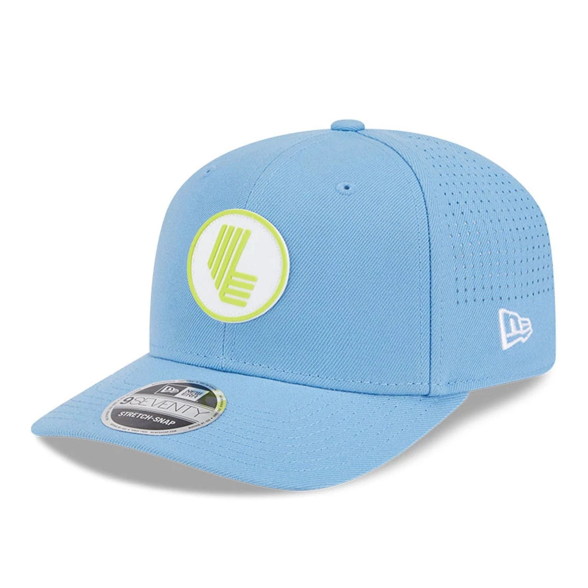 This is a LIV Golf 2025 Pastel Blue 9SEVENTY Stretch Snap Adjustable Cap 4