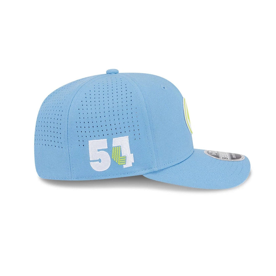 This is a LIV Golf 2025 Pastel Blue 9SEVENTY Stretch Snap Adjustable Cap 5