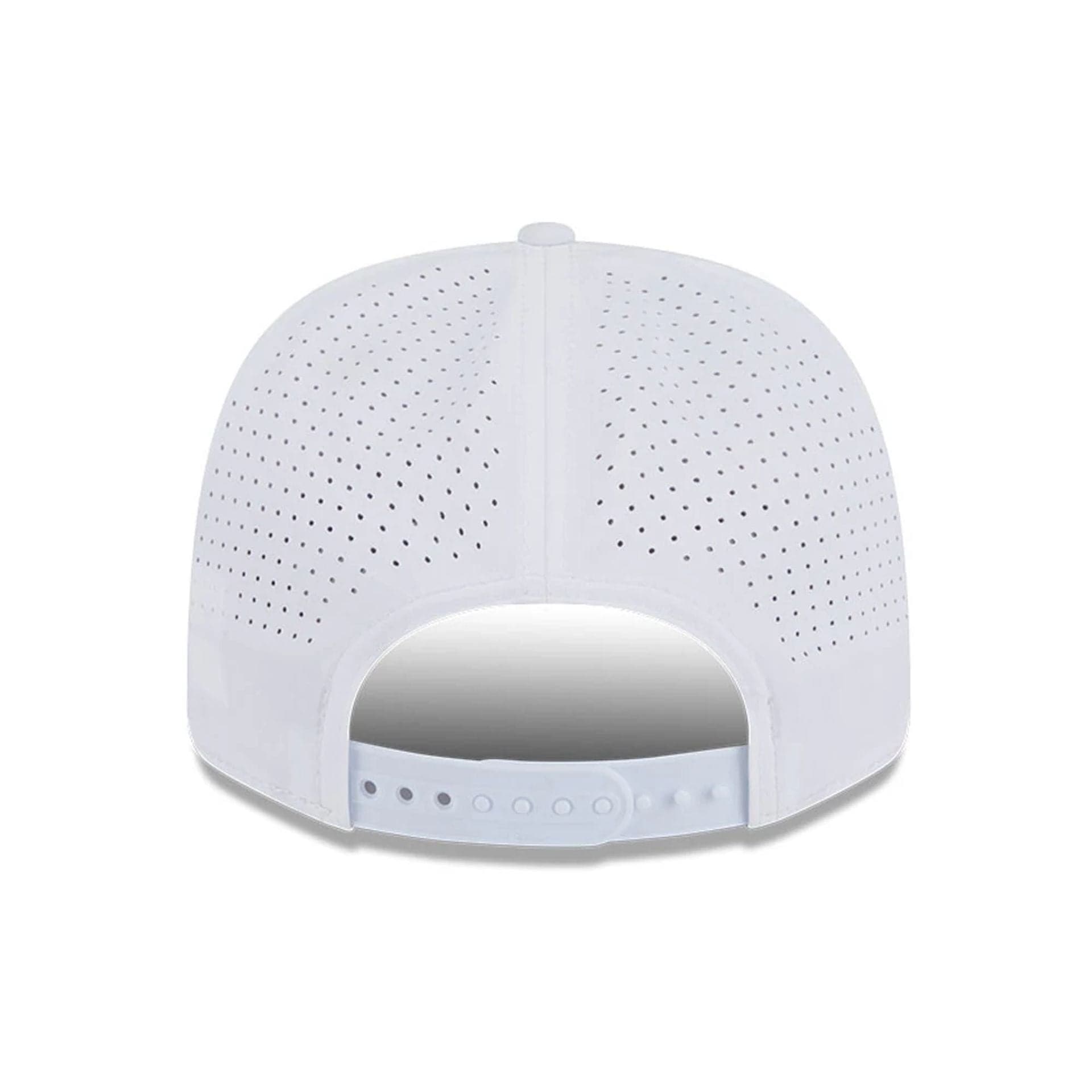 This is a LIV Golf 2025 White 9SEVENTY Stretch Snap Adjustable Cap 7